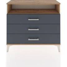 Arges Şifonyer Tek Raflı 3 Çekmeceli 88x30x80 Çam-antrasit Çam