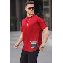Madmext Bordo Baskılı Over Fit Erkek Tişört 6111-bordo Bordo