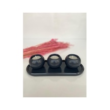- Dekoratif Hediyelik Beton Tepsi Ve 3'lü Tealight Mumluk Seti Siyah