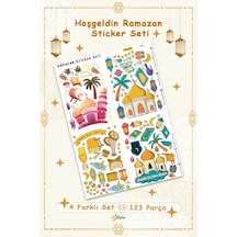 Sevimli Ramazan Figürleri Çocuk Bebek Odası Duvar Cam Dolap Kitap Mini Sticker Seti 123 Parça Dijital Baskı