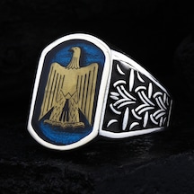 Fkgümüş 925 Ayar Gümüş Mısır Kartalı Motifli Erkek Yüzük Silver