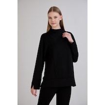 Sortie Collection Nervürlü İki İplik Bluz Siyah