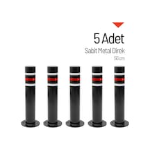 5'li Sabit Metal Direk Seti Siyah, Metal Duba 50 Cm-3591