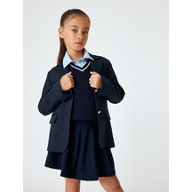 Koton Blazer Okul Ceketi Klasik Yaka Cep Detaylı Uzun Kollu Düğmeli Lacivert 5wkg20038aw Lacivert