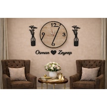 Salon Duvar Saati 40 Cm Çiçekler 30 Cm Kişiye Özel Modern Ve Şık No1004 Çok Renkli