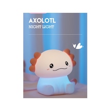 Sevimli Axolotl Gece Lambası Beyaz Beyaz