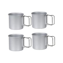 Tcherchi 4 Adet Kupa Bardak Sofra Kamp Gereçleri Açık Mutfak Ekipmanları Gri