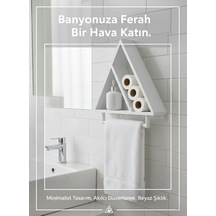 Banyo Duvar Rafı Ve Havluluk Üçgen Ahşap Beyaz