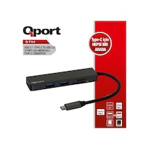 Qport Q Tu4 3Port Type-C Usb 3.0 Kart Okuyucu Siyah Usb Çoklayı