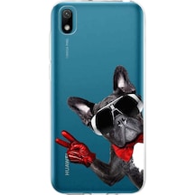 Huawei Y5 2019 İle Uyumlu 1mm Slim Fit Köpek 2 050e Baskılı Şeffaf Kılıf