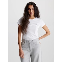 Calvin Klein Kadın T-shirt Ck Logo Beyaz