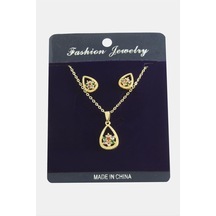 Zenviac456 Oval Kartanesi Zirkon Taşlı Set Kolye Zenviac45678 Karışık Renk 1