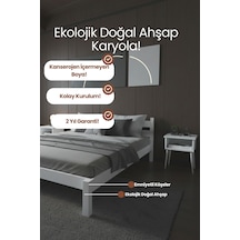 Letto Model Masif Ahşap Karyola Kolay Kurulum Fırınlanmış İthal Sibirya Çamı 200x200 Yatak Uyumlu - Doğal