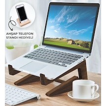 Bk Gift Özel Tasarım Taşınabilir Ahşap Notebook Laptop Standı Ah