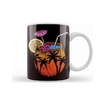 Coconut Cocktail Summer Island Vacation Hawaii Beach Aloha Kupa Bardak Porselen Karışık