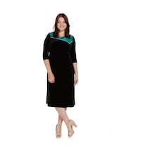 Nidya Moda Büyük Beden Roba Kombin Elbise-4073S Siyah