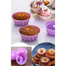 Silikon Mini Muffin Kek Kalıbı Silikon Mor Diğer