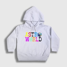 Presmono Unisex Çocuk Astroworld V2 Travis Scott Kapüşonlu Sweatshirt Beyaz