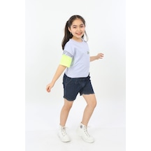 Toontoy Kids Toontoy Kız Çocuk World Baskılı Tişört Mavi