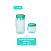 Evrensel Serisi 2'li Set 825 Ml Ve 325 Ml Kavanoz Sızdırmaz Pratik Gıda Saklama Kabı Deniz Mavi