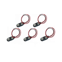 Wozlo 9v Pil Başlığı - Kablolu - 9 Volt Pil Soketi - 9v Pil Yuvası - 5 Adet