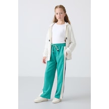 Tommy Life Deniz Yeşil Yırtmaç Detaylı Cepli Geniş Paça Kız Çocuk Eşofman Alt - 75141 Yeşil