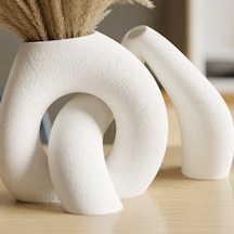 Bezos 3d Baskı Interlocking Vazo - İç İçe Geçen Dekoratif Vazo-beyaz Bty