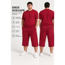 Genel Markalar Büyük Beden Kapri 2 İplik Kompak Penye Bordo
