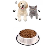 Hayvanlar Için Çelik Kaydırmaz Büyük Boy Su Mama Vb Kabı Kedi Köpek Su Mama Kabı Alt Taban 21,5 Cm