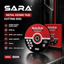 Sara S696 115 Mm Metal Kesme Taşı 3,0 22,23 Mm, Maksimum 7.500 Rpm 10adet