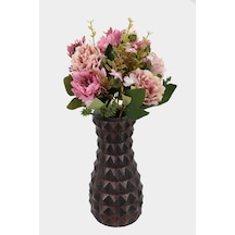 Lüx Beton Vintage Vazoda Yapay Kasımpatı Tanzimi 30 Cm Pembe-krem