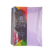 7+4 Ayraçlı Defter 11 Konulu 225 Yaprak 1 Adet 7 Kareli 4 Çizgili Spralli Plastik Kapak Seperatörlü Lila
