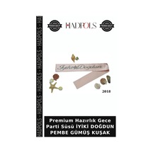 Premium Hazırlık Gece Parti Süsü İyiki Doğdun Pembe Gümüş Kuşak
