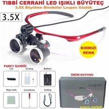 Tıbbi Cerrahi Led Işıklı Büyüteç 3.5x Büyütme Binoküler Loupes