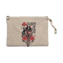 Red Death Skull Krem Clutch Astarlı Cüzdan / El Çantası Krem