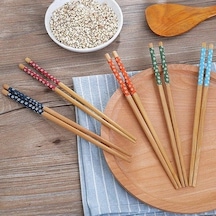 5 Li Set Ahşap Çin Çubuğu Chopstick Yıkanabilir ve Kullanılabilir