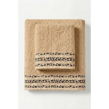2 Parça Banyo Havlu Seti %100 Pamuk 70x140+50x90 Cm Savana Kum Beji Çok Renkli