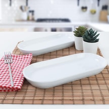 Beyaz Noyan Kayık Tabak 2 Adet 26 Cm Açık