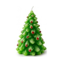 Ağacı Mumu El Yapımı Yeşil Tinsel Ve Süslemeli Yılbaşı Temalı 15 Cm Genel