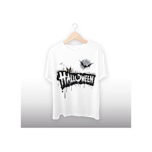 Halloween Yazılı Unisex Tişört Beyaz
