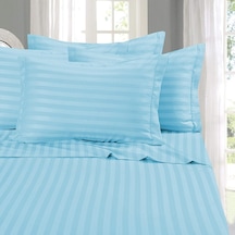 En Yumuşak Ve En Rahat 4 Parça Çarşaf Seti - 1500 İplik Sayısı Mısır Kalitesi Lüks Kırışıklığa Dayanıklı 6 Parça Damask Çizgili Çarşaf Seti, Twin Xl, Aqua Blue Çok Renkli