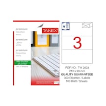 Tanex TW-2003 210x99 mm Kuşe Laser Etiket