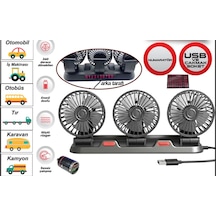 Vantilatör 12v Usb Soketli Torpido Üstü 3 Lü+numaratörlü