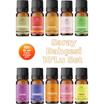 Saray Bahçesi Esansiyel Uçucu Koku Yağı Buhurdanlık Yağı Difüzör Esansı 10'lu Set 10x10ml Karışık