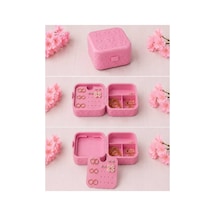 Pembe Çiçek Kabartmalı Takı Ve Mücevher Kutusu - Bölmeli Küpelik Yüzüklük Organizer 88x183x33 Mm Pembe