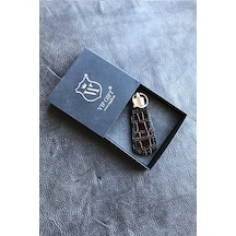 Hakiki Deri Croco Baskılı Bordo Kanuni Anahtarlık Çok Renkli