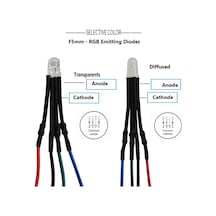 24v 5mm Şeffaf 4 Bacak Rgb Katot - Mantar Led 0,22mm²20 Cm Kablolu 5adet 24v 5mm Şeffaf 4 Bacak Rgb Katot - Mantar Led 0,22mm²20 Cm Kablolu 5adet