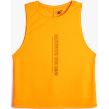 Koton Arkası Pencere Detaylı Uzun Spor Atlet Bisiklet Yaka Baskılı Neon Turuncu 4sak30033nk 4SAK30033NKNY3 Neon Turuncu