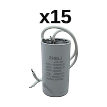 15'li Zheli 12 Μf 35x60 Mm Plastik Kablolu 450-500 Acv Daimi Devre Kondansatörü