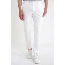 Comfort Fit Yan Cep Pamuklu Dokulu Ekru Pantolon P 1219